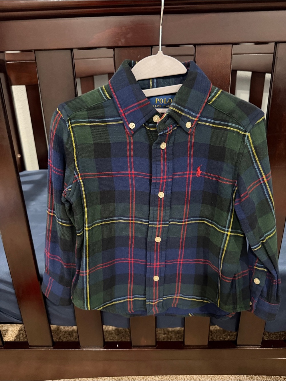 Polo by Ralph Lauren Navy, Green & Red Plaid Button-Down Shirt